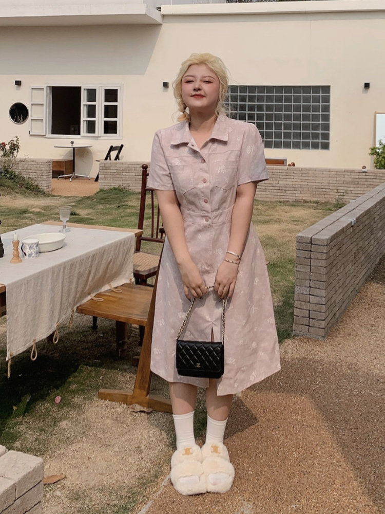 Plus Size Summer Two-Color Rose Print Dress - Washable Long and Short Loose Slimming Style for Effortless Chic Look Plus Size Summer Two-Color Rose Print Dress - Washable Long and Short Loose Slimming Style for Effortless Chic Look