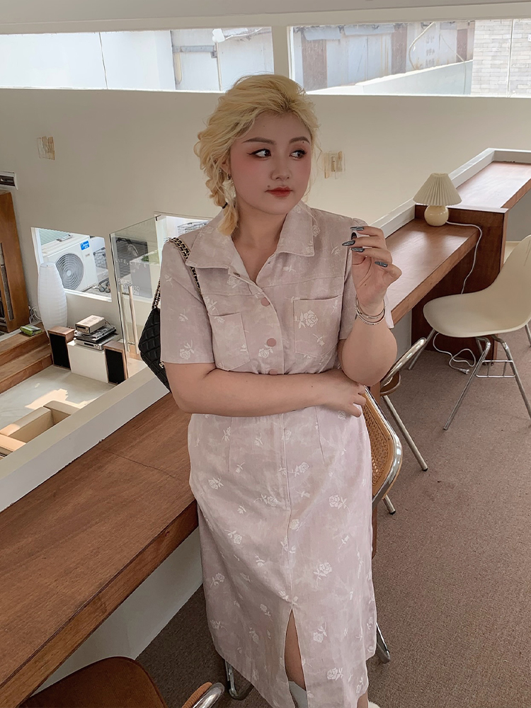 Plus Size Summer Two-Color Rose Print Dress - Washable Long and Short Loose Slimming Style for Effortless Chic Look Plus Size Summer Two-Color Rose Print Dress - Washable Long and Short Loose Slimming Style for Effortless Chic Look