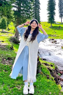 Plus-Size Summer Vacation Two-Piece Set with Tassel Skirt and Hollow-Out Cover-Up Dress - Loose Layered Style for Travel