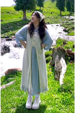 Plus-Size Summer Vacation Two-Piece Set with Tassel Skirt and Hollow-Out Cover-Up Dress - Loose Layered Style for Travel