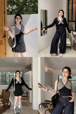 Plus Size Sweetheart Plaid Splicing Floral Cardigan and Vest Dress Set - Sweet and Spicy Style for 90s and Y2K Fashion