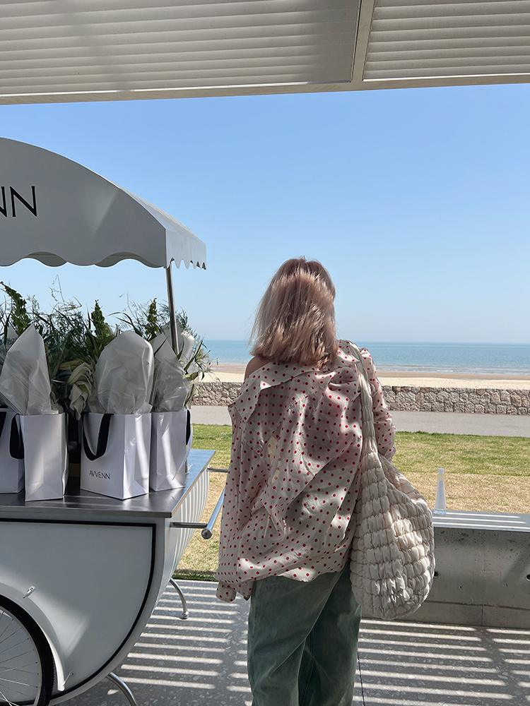 Plus Size Two-Color Romantic Polka Dot Oversized Chiffon Shirt for Summer, Loose Fit with Sun Protection, Trendy and Versatile Plus Size Two-Color Romantic Polka Dot Oversized Chiffon Shirt for Summer, Loose Fit with Sun Protection, Trendy and Versatile