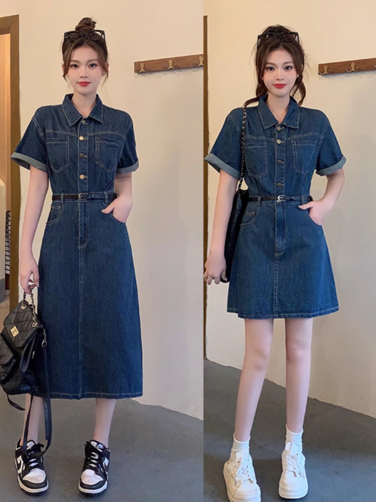 Plus-Size Vintage Denim Dress for Women, Summer A-Line Skirt, Flattering Fit, Chic Hong Kong Style, Perfect for Curvy Figures Plus-Size Vintage Denim Dress for Women, Summer A-Line Skirt, Flattering Fit, Chic Hong Kong Style, Perfect for Curvy Figures