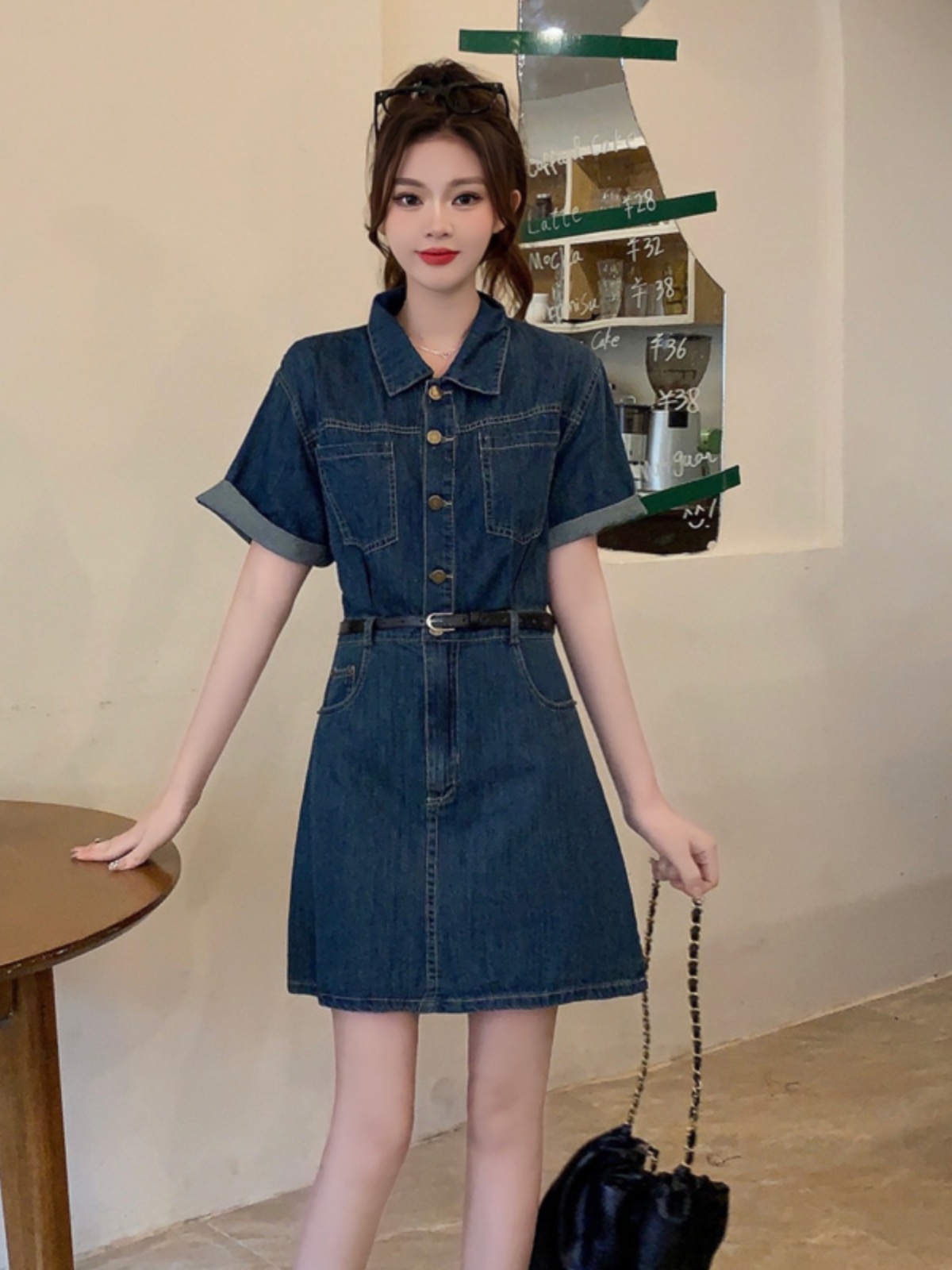 Plus-Size Vintage Denim Dress for Women, Summer A-Line Skirt, Flattering Fit, Chic Hong Kong Style, Perfect for Curvy Figures Plus-Size Vintage Denim Dress for Women, Summer A-Line Skirt, Flattering Fit, Chic Hong Kong Style, Perfect for Curvy Figures