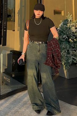 Plus Size Vintage French Style Slimming Black Half-High Neck Short Sleeve Top - Trendy Summer T-Shirt for Women