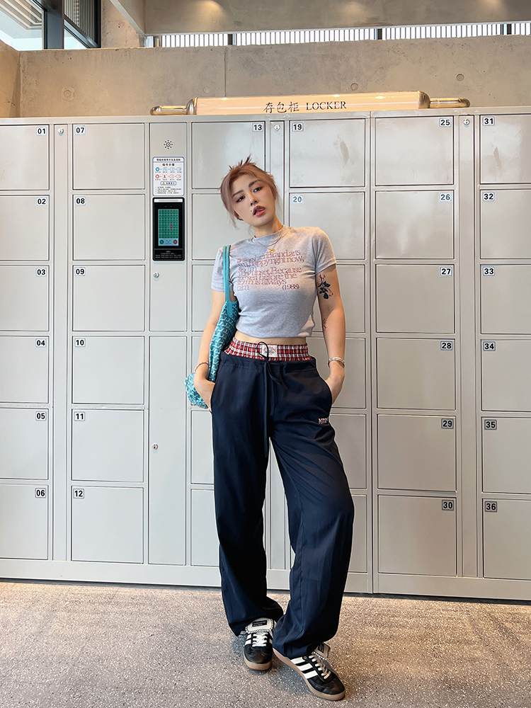 Plus Size Vintage Plaid Fake Two-Piece Casual Wide-Leg Long Pants for Women - Loose Straight-Leg Sports Trousers Plus Size Vintage Plaid Fake Two-Piece Casual Wide-Leg Long Pants for Women - Loose Straight-Leg Sports Trousers