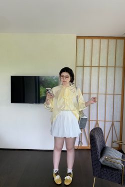 Plus Size White Floral Bud Puffy Half Skirt - Slimming Cloud Alice Style Short Skirt for a Chic 90s Y2K Look