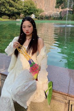 Plus Size White Lace Pocket Camisole Dress for Women - Spring Summer 2025 Long Dress for Curvy Figures, Y2K Style