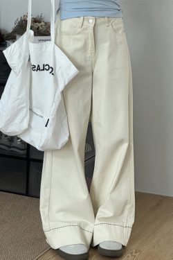 Plus-Size White Wide-Leg Jeans for Pear-Shaped Figures, Slimming Loose BF Style, Trendy 2025 Fashion