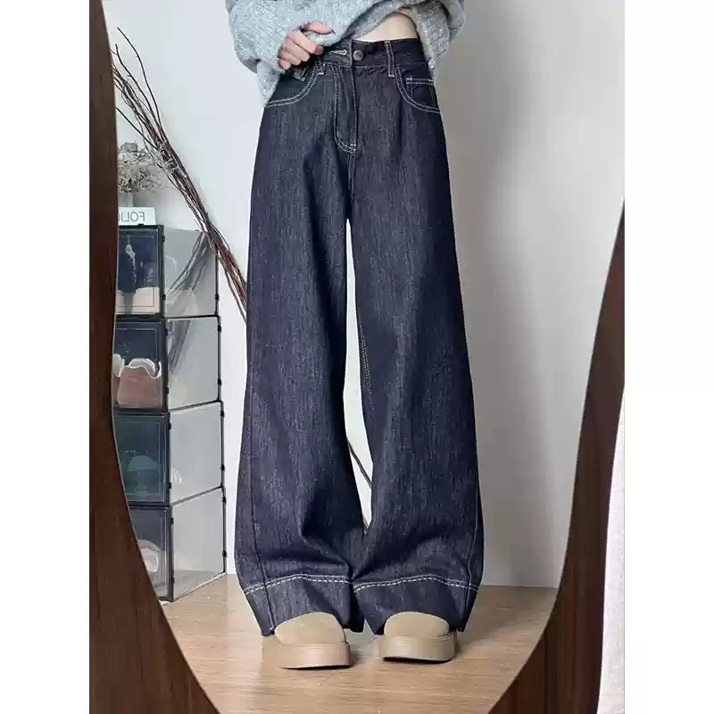 Plus-Size White Wide-Leg Jeans for Pear-Shaped Figures, Slimming Loose BF Style, Trendy 2025 Fashion Plus-Size White Wide-Leg Jeans for Pear-Shaped Figures, Slimming Loose BF Style, Trendy 2025 Fashion