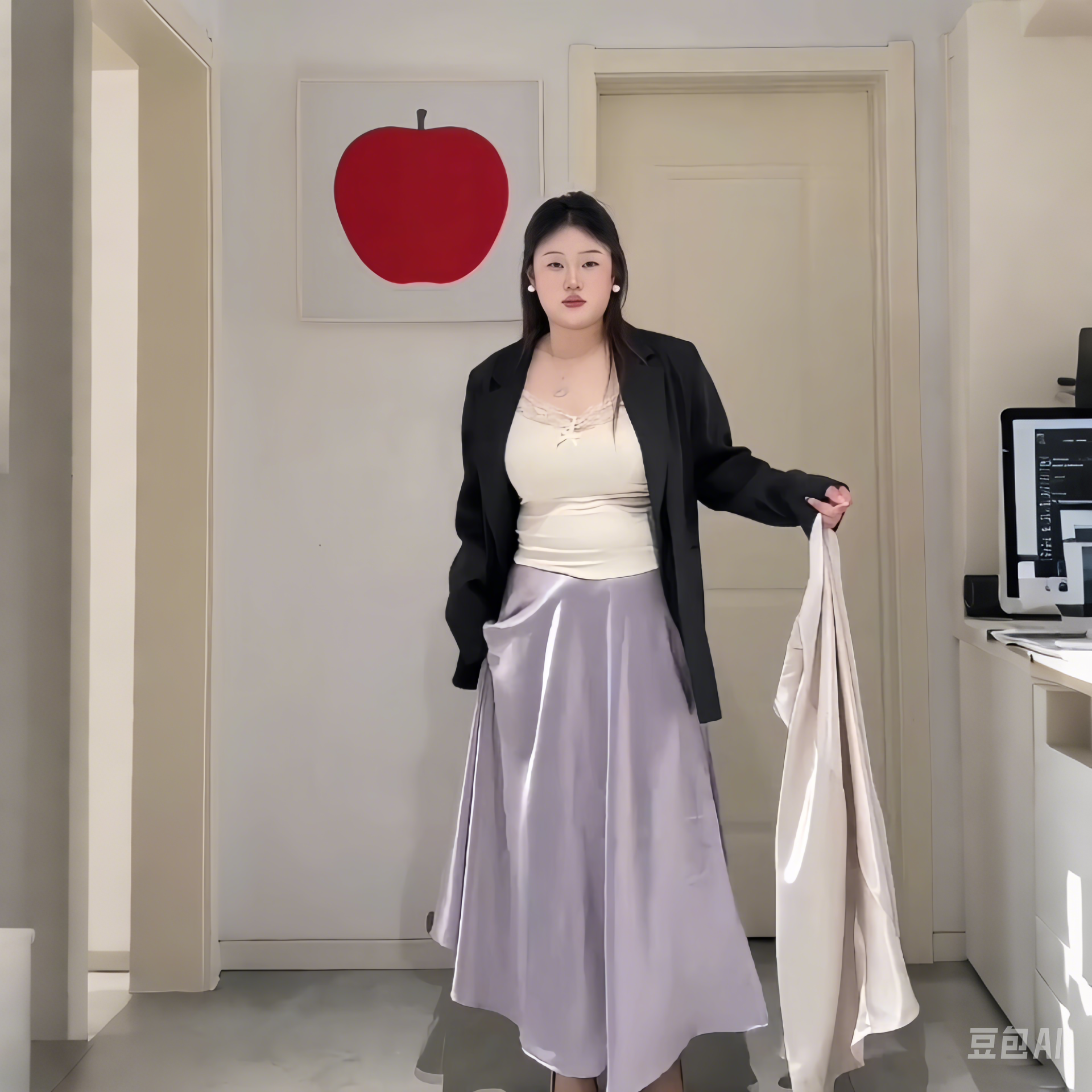 Plus-Size Women's Acetate Satin High-Waisted Midi Skirt - Versatile Solid Color for Spring 2025, Perfect for Curvy Styles Plus-Size Women's Acetate Satin High-Waisted Midi Skirt - Versatile Solid Color for Spring 2025, Perfect for Curvy Styles