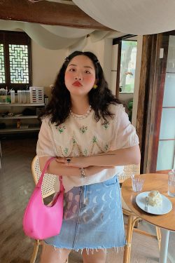 Plus-Size Women's Embroidered Tencel T-Shirt, Short Sleeve Summer Top, Unique Exquisite Design, Trendy Fashion for Curvy Styles