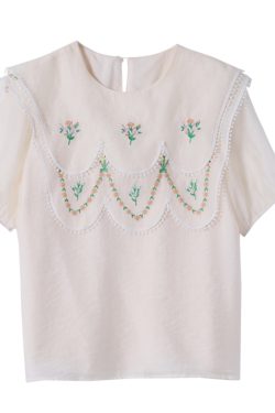 Plus-Size Women's Embroidered Tencel T-Shirt, Short Sleeve Summer Top, Unique Exquisite Design, Trendy Fashion for Curvy Styles