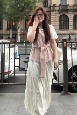 Plus-Size Women's Faux Two-Piece Spliced Top and Flower Bud Skirt Set - Elegant Slim-Fit Summer Fashion