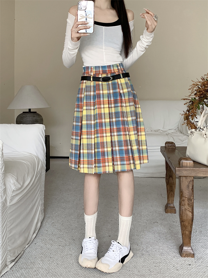 Plus Size Women's High-Waisted A-Line Colorful Plaid Pleated Skirt - Retro Checkered Mid-Length Style Plus Size Women's High-Waisted A-Line Colorful Plaid Pleated Skirt - Retro Checkered Mid-Length Style