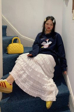 Plus Size Women's Lace Cake Skirt - Mid-Length White Skirt for Spring & Autumn, Stylish Half-Length Design