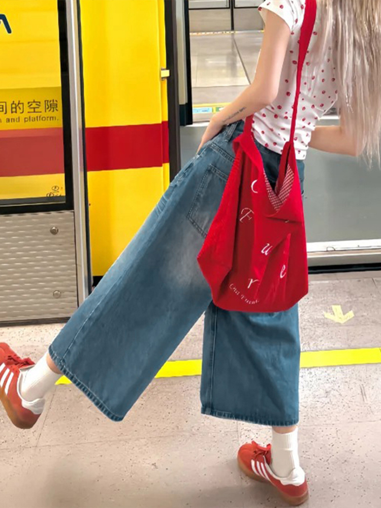 Plus Size Women's Loose Wide-Leg Denim Capri Pants - Summer 2025 American Style Shorts Plus Size Women's Loose Wide-Leg Denim Capri Pants - Summer 2025 American Style Shorts