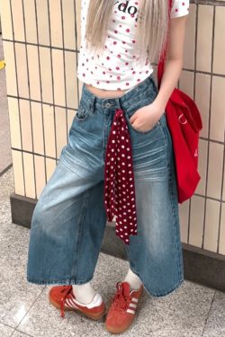 Plus Size Women's Loose Wide-Leg Denim Capri Pants - Summer 2025 American Style Shorts