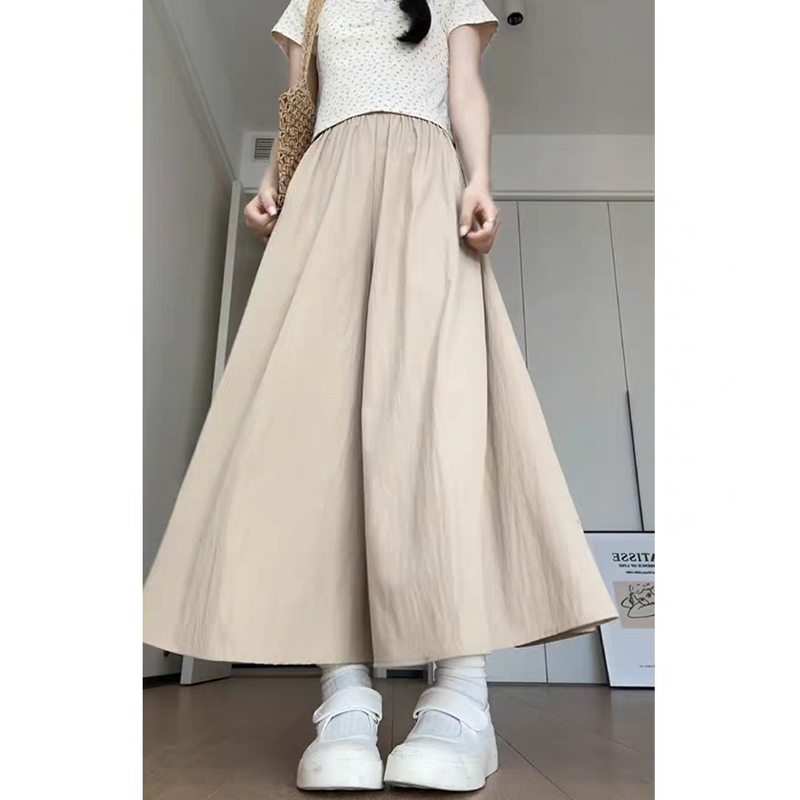 Plus Size Women's Loose Wide-Leg Skirt Pants with Elastic Waist - Summer 2025 Gray Fashionable Y2K Style Plus Size Women's Loose Wide-Leg Skirt Pants with Elastic Waist - Summer 2025 Gray Fashionable Y2K Style