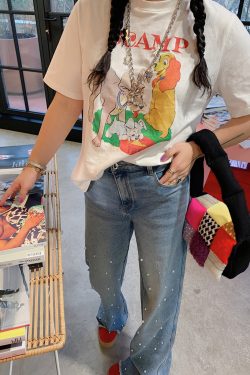 Plus Size Women's Printed Short Sleeve T-Shirt - Gold Support Design, Spring Summer 2025, Casual Base Top, Y2K Style