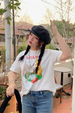 Plus Size Women's Printed Short Sleeve T-Shirt - Gold Support Design, Spring Summer 2025, Casual Base Top, Y2K Style