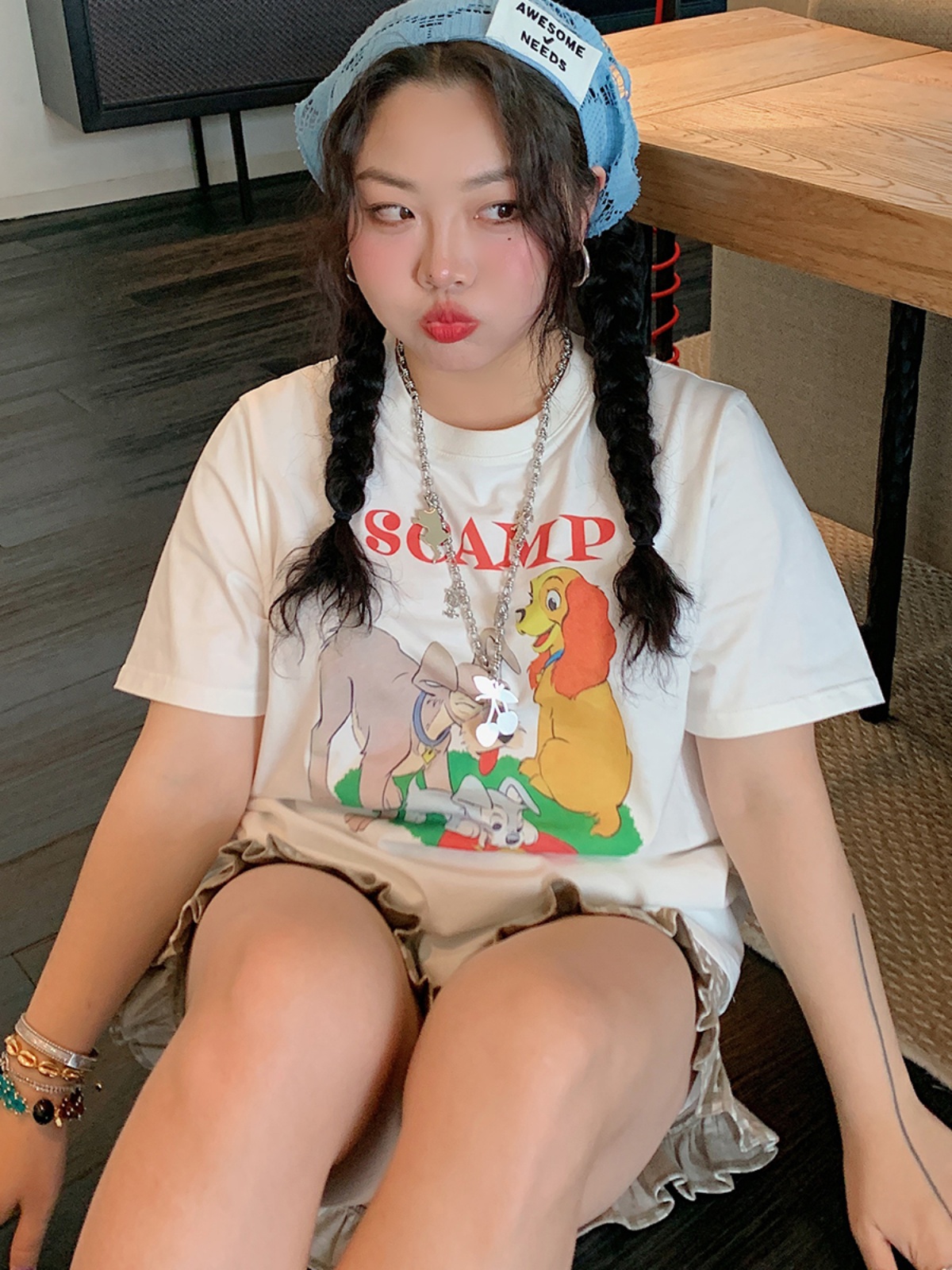 Plus Size Women's Printed Short Sleeve T-Shirt - Gold Support Design, Spring Summer 2025, Casual Base Top, Y2K Style Plus Size Women's Printed Short Sleeve T-Shirt - Gold Support Design, Spring Summer 2025, Casual Base Top, Y2K Style