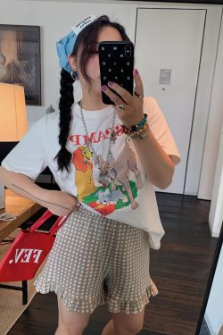 Plus Size Women's Printed Short Sleeve T-Shirt - Gold Support Design, Spring Summer 2025, Casual Base Top, Y2K Style