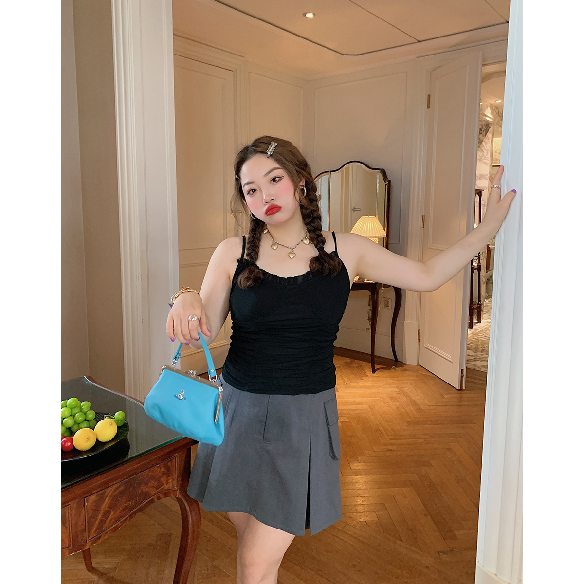 Plus-Size Women's Summer Camisole - Sleeveless Unique Top for Dopamine Outfits, Trendy and Stylish Plus-Size Women's Summer Camisole - Sleeveless Unique Top for Dopamine Outfits, Trendy and Stylish