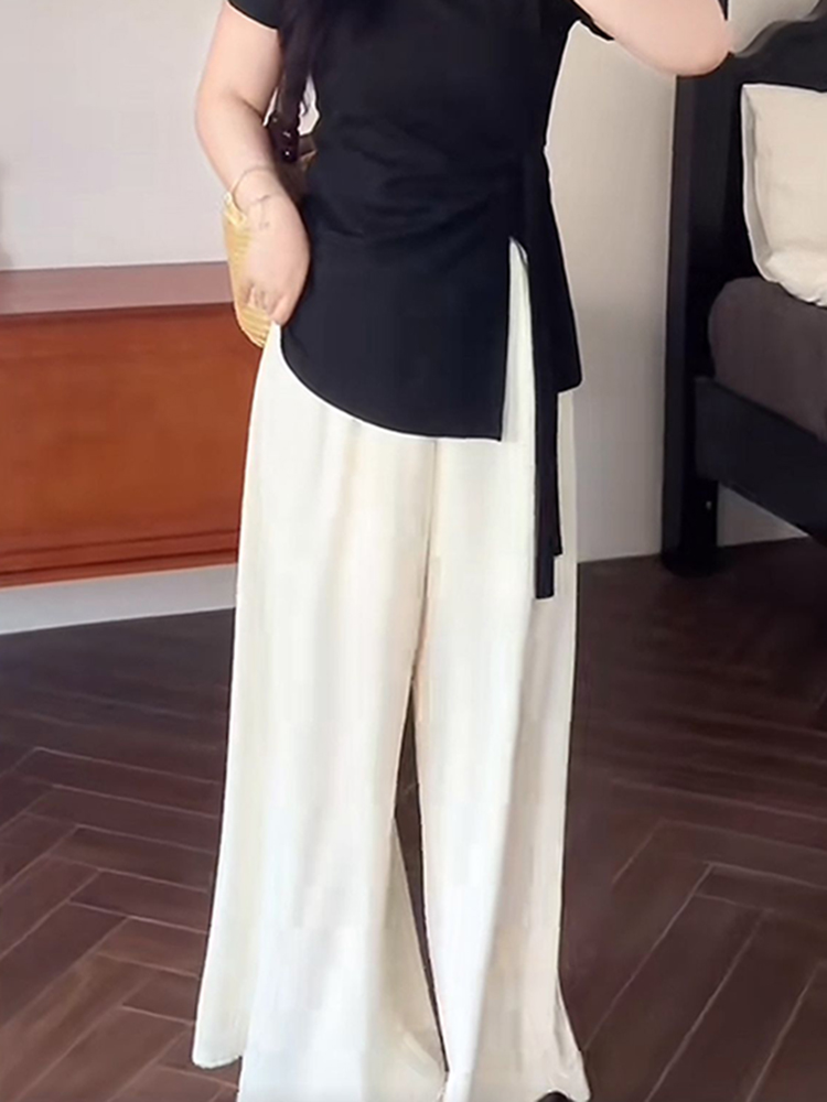 Plus Size Women's Summer High Waist Loose Wide-Leg Pants - Casual Cool Feeling Versatile Slimming Fashion Trousers Plus Size Women's Summer High Waist Loose Wide-Leg Pants - Casual Cool Feeling Versatile Slimming Fashion Trousers