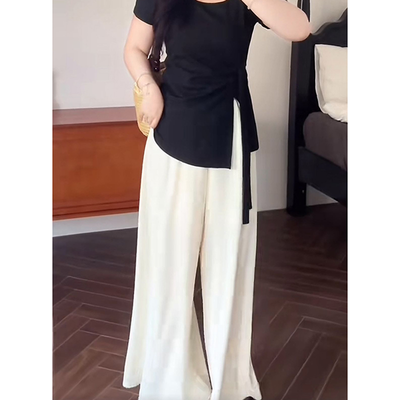 Plus Size Women's Summer High Waist Loose Wide-Leg Pants - Casual Cool Feeling Versatile Slimming Fashion Trousers Plus Size Women's Summer High Waist Loose Wide-Leg Pants - Casual Cool Feeling Versatile Slimming Fashion Trousers