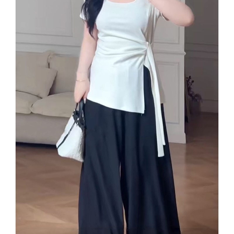 Plus Size Women's Summer High Waist Loose Wide-Leg Pants - Casual Cool Feeling Versatile Slimming Fashion Trousers Plus Size Women's Summer High Waist Loose Wide-Leg Pants - Casual Cool Feeling Versatile Slimming Fashion Trousers