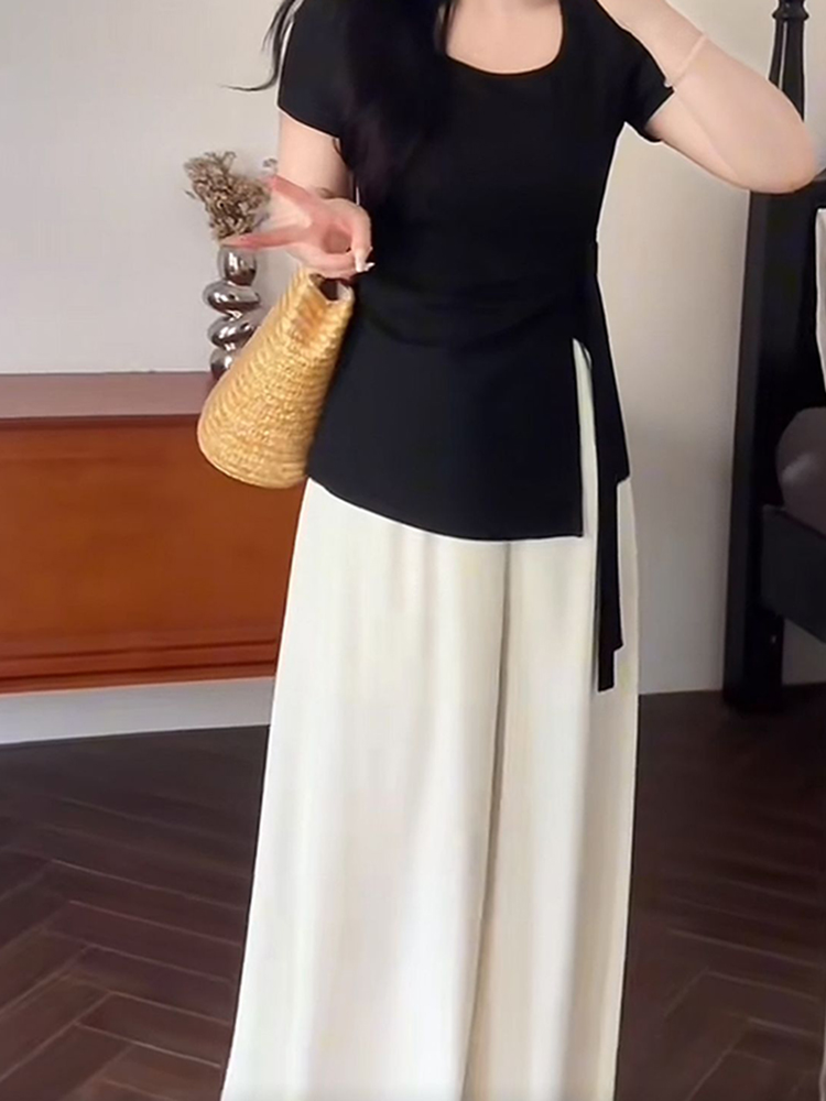 Plus Size Women's Summer High Waist Loose Wide-Leg Pants - Casual Cool Feeling Versatile Slimming Fashion Trousers Plus Size Women's Summer High Waist Loose Wide-Leg Pants - Casual Cool Feeling Versatile Slimming Fashion Trousers