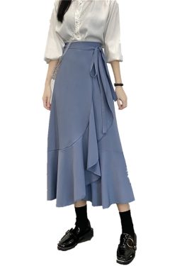 Plus-Size Women's Summer High-Waisted Midi Skirt, Irregular Mermaid Design, Slimming and Hip-Covering, Trendy Fashion Piece