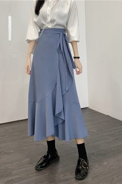 Plus-Size Women's Summer High-Waisted Midi Skirt, Irregular Mermaid Design, Slimming and Hip-Covering, Trendy Fashion Piece