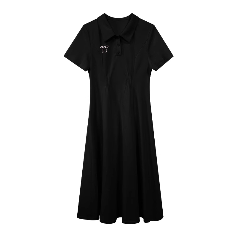 Plus-Size Women's Summer Polo Collar Short Sleeve A-Line Dress, Waist-Cinching Slimming Fit, College Style, Trendy and Elegant Look Plus-Size Women's Summer Polo Collar Short Sleeve A-Line Dress, Waist-Cinching Slimming Fit, College Style, Trendy and Elegant Look