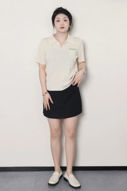 Plus Size Women's Summer Short Sleeve Ice Silk Polo Knitted Top, Slimming Design, Belly Covering, Lightweight Casual Wear