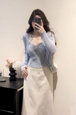 Plus Size Women's Vintage Knitted Vest Top and Slim-Fit Long Sleeve Cardigan Set for Spring and Autumn Fashion
