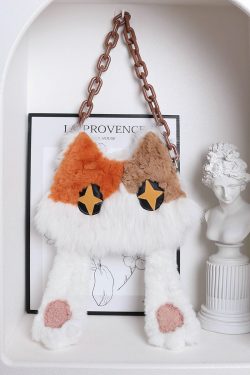 Plush Cat Crossbody Bag for Women - Soft Three-Color Face-Covering Design, Autumn/Winter Niche Style