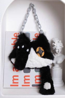 Plush Cow Cat Crossbody Bag for Students - Cute Face-Covering Design, Autumn Winter Niche Style