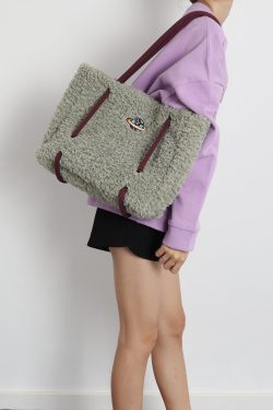 Plush Tote Bag for Women - 2023 Autumn Winter Minimalist Niche Design, Large Capacity High-End Feel Handbag