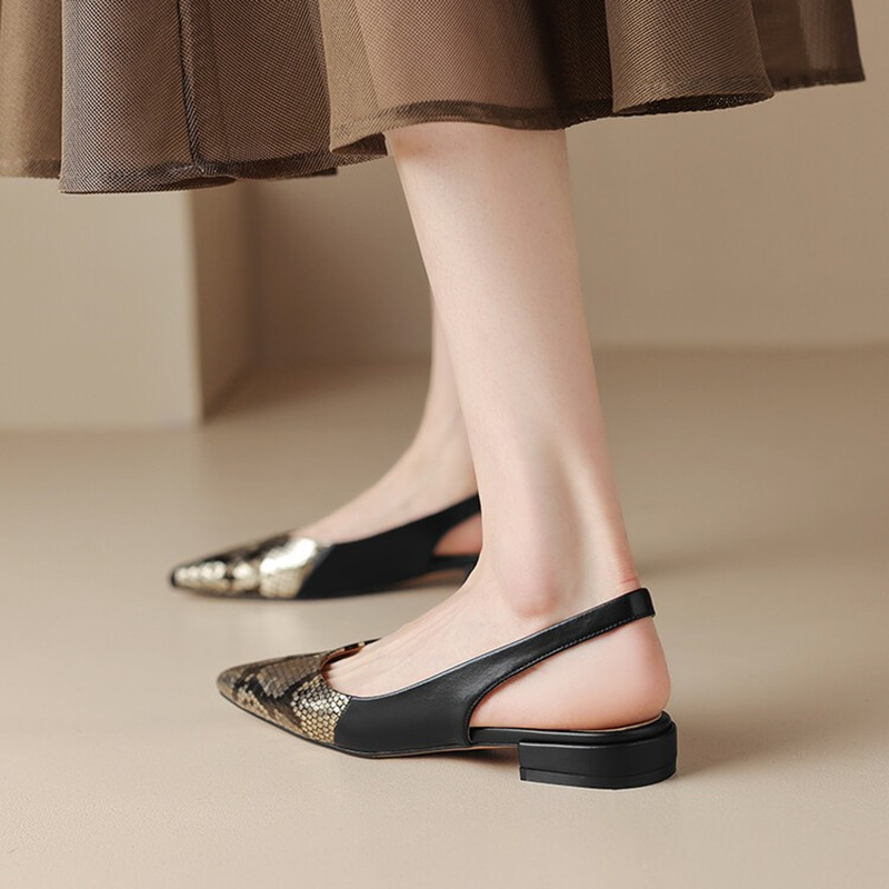 Pointed Flat Sandals for Women - Soft Sole Open Back Design, French Style, Italian Inspiration, Trendy Summer Footwear Pointed Flat Sandals for Women - Soft Sole Open Back Design, French Style, Italian Inspiration, Trendy Summer Footwear