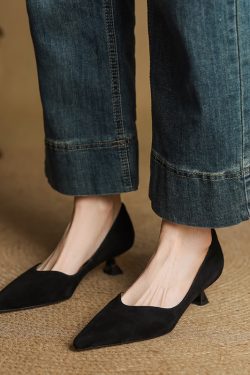 Pointed Toe Apricot Women's High Heels - Elegant Thin Heels for Spring 2025, Versatile Commuter Style, Genuine Leather