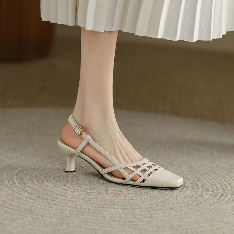 Pointed Toe High Heels with Thin Heels, Genuine Leather Chain Bag & Half Slippers - Trendy Outdoor Fashion Footwear Pointed Toe High Heels with Thin Heels, Genuine Leather Chain Bag & Half Slippers - Trendy Outdoor Fashion Footwear