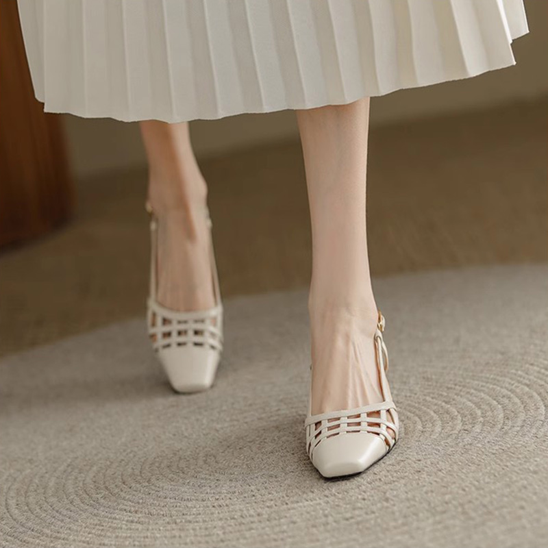 Pointed Toe High Heels with Thin Heels, Genuine Leather Chain Bag & Half Slippers - Trendy Outdoor Fashion Footwear Pointed Toe High Heels with Thin Heels, Genuine Leather Chain Bag & Half Slippers - Trendy Outdoor Fashion Footwear