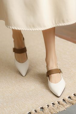 Pointed Toe One-Strap Mary Jane Shoes for Women - Fashionable Slimming Design, Versatile Style, Ideal for 90s and Y2K Looks