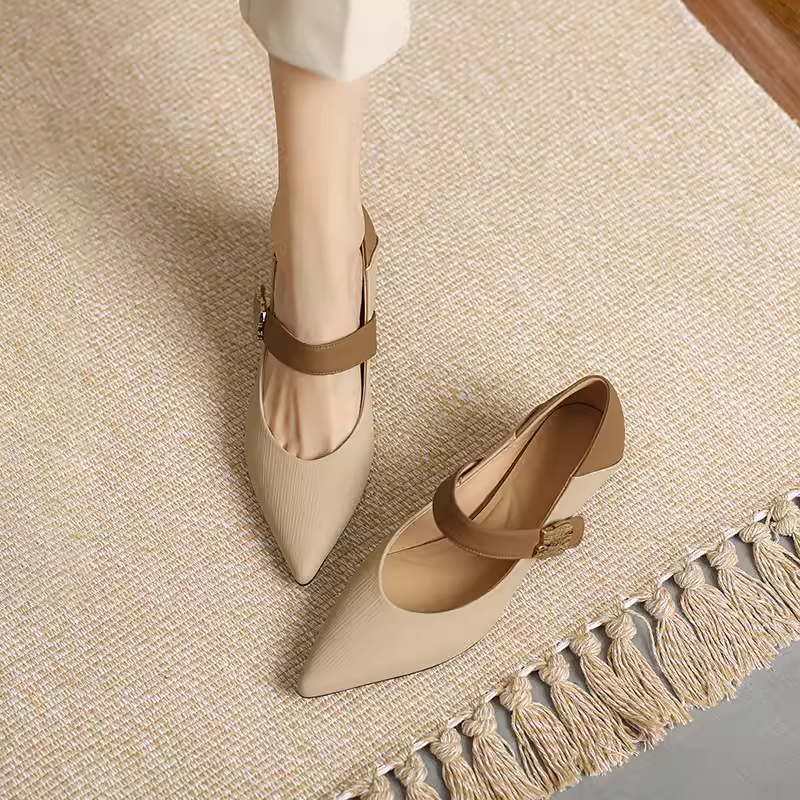 Pointed Toe One-Strap Mary Jane Shoes for Women - Fashionable Slimming Design, Versatile Style, Ideal for 90s and Y2K Looks Pointed Toe One-Strap Mary Jane Shoes for Women - Fashionable Slimming Design, Versatile Style, Ideal for 90s and Y2K Looks