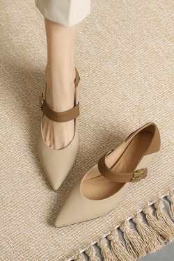 Pointed Toe One-Strap Mary Jane Shoes for Women - Fashionable Slimming Design, Versatile Style, Ideal for 90s and Y2K Looks