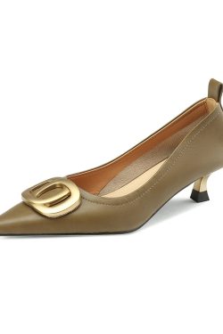 Pointed Toe Stiletto High Heels in Genuine Leather - Commuting Style Shallow Mouth Flats for Effortless Chic Elegance