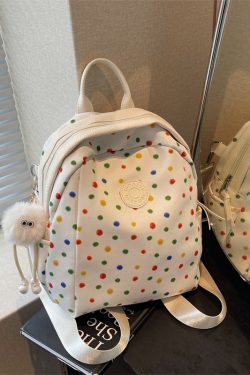 Polka Dot Backpack for Women - Fashionable Student Shoulder Crossbody Bag for Autumn & Winter 2024, Perfect for Commuting & Travel