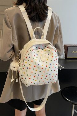 Polka Dot Backpack for Women - Fashionable Student Shoulder Crossbody Bag for Autumn & Winter 2024, Perfect for Commuting & Travel